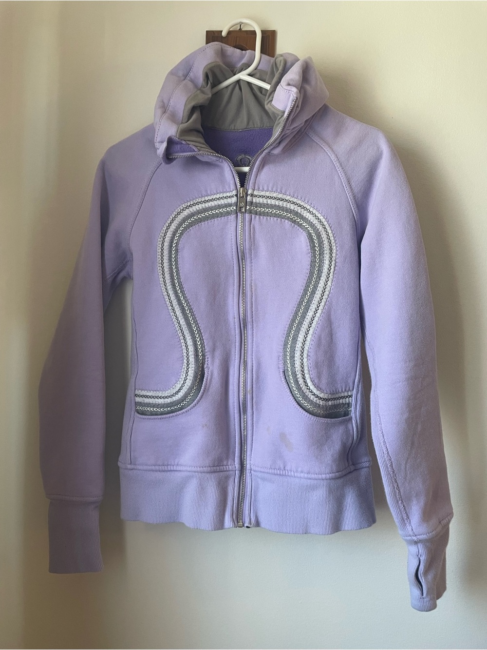 lululemon athletica Lavender Full-Zip Hoodie with Gray Trim - Stained